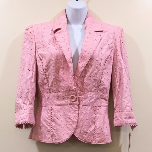 Pink Eyelet Blazer Jacket - Picture 1 of 4